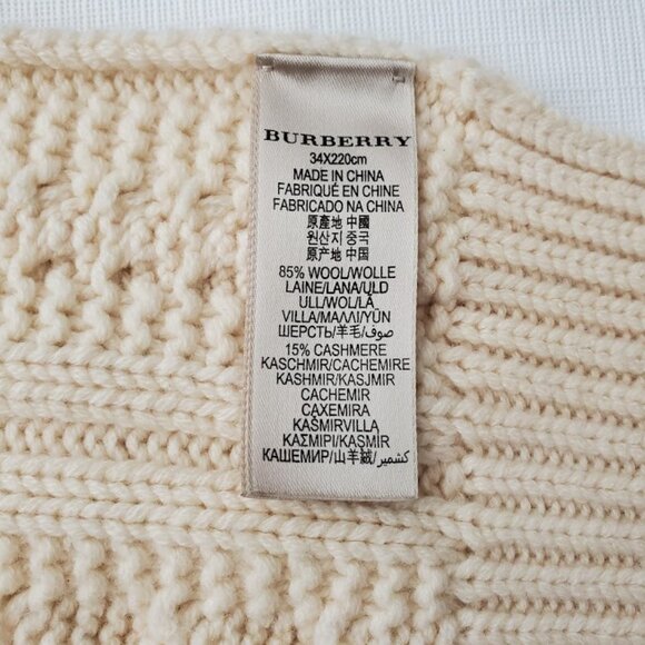 Burberry Authentic Wool/Cashmere Scarf Chunky Oversize Cable Knit Unisex 13 x 86 - Picture 4 of 16
